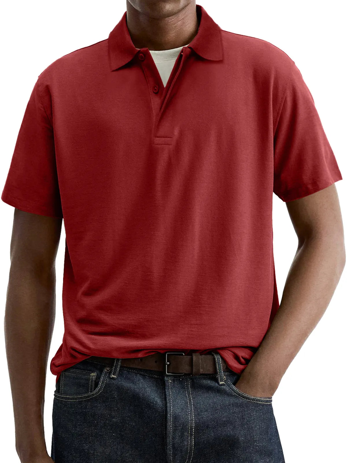 Men's Everyday Comfort Lapel Button-Down Short Sleeve POLO Shirt