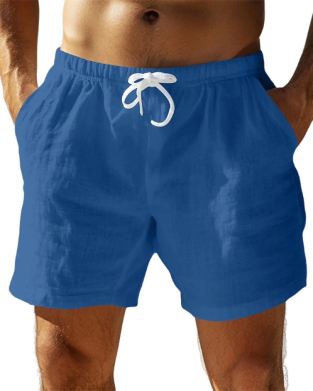 Men's 100% Cotton Beach Casual Breathable Drawstring Shorts