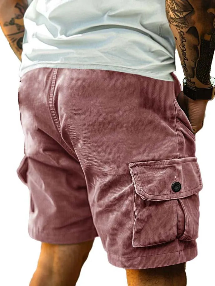 Men's Retro Workwear Stripe Fabric Pocket Shorts