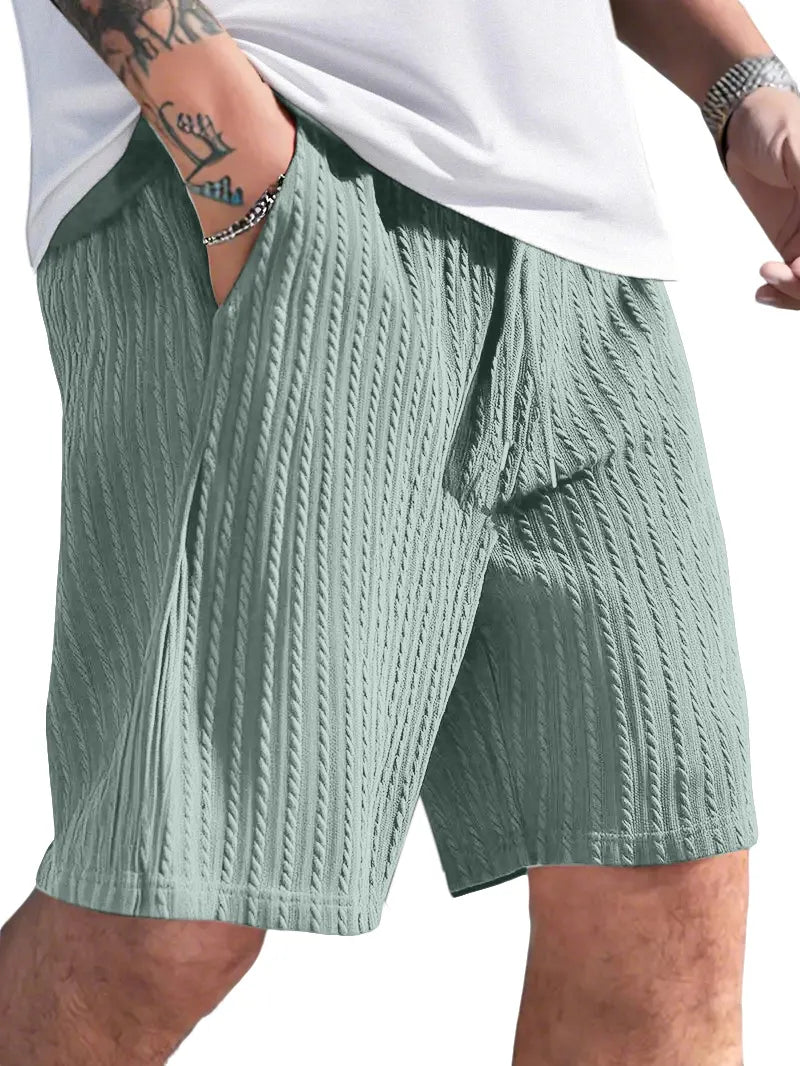 Men's Casual Solid Color Jacquard Loose And Comfortable Shorts