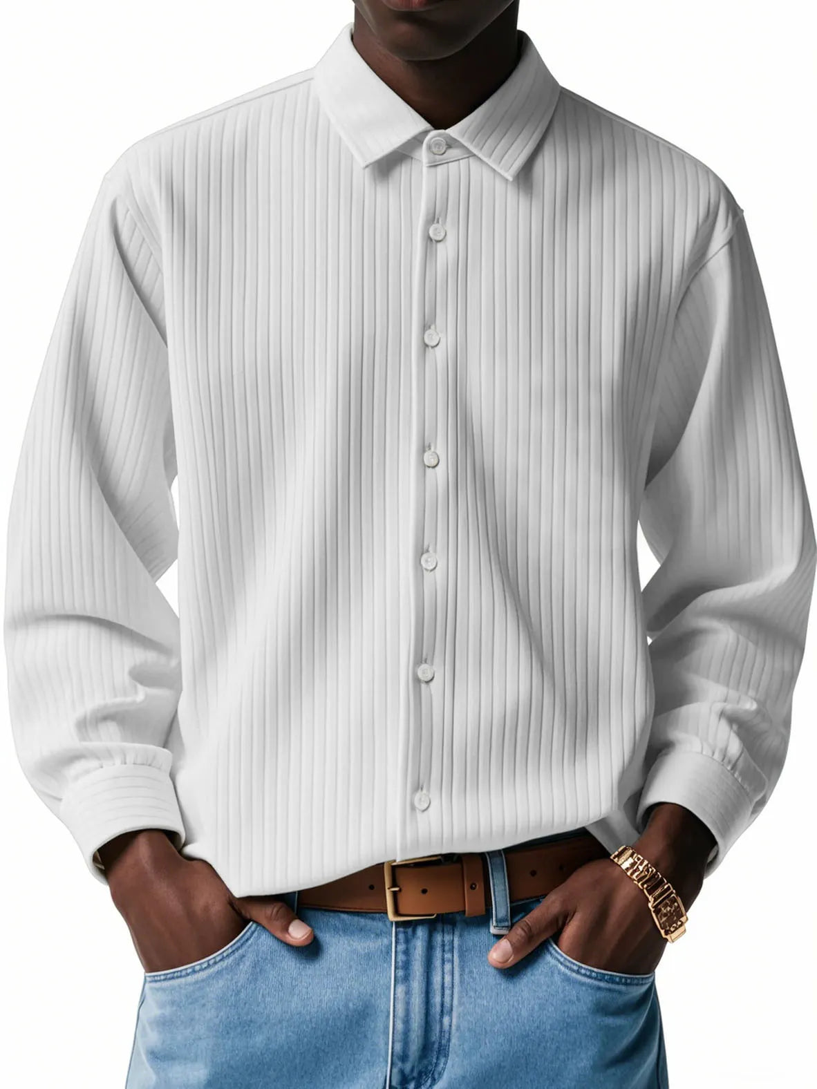 Men's Fashion Casual Corduroy Long Sleeve Shirt