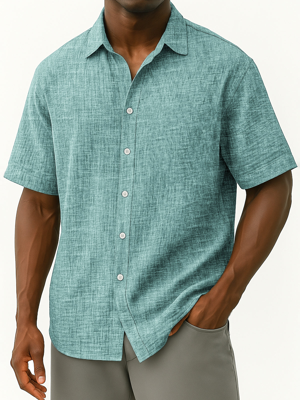 Men's Linen Breathable Loose Casual Daily Loose Button-down Short-sleeved Shirt
