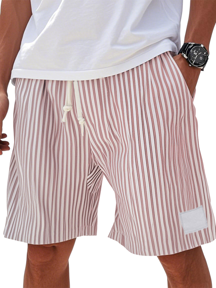 Mens Summer Stripe Logo Pocket Beach Casual Shorts