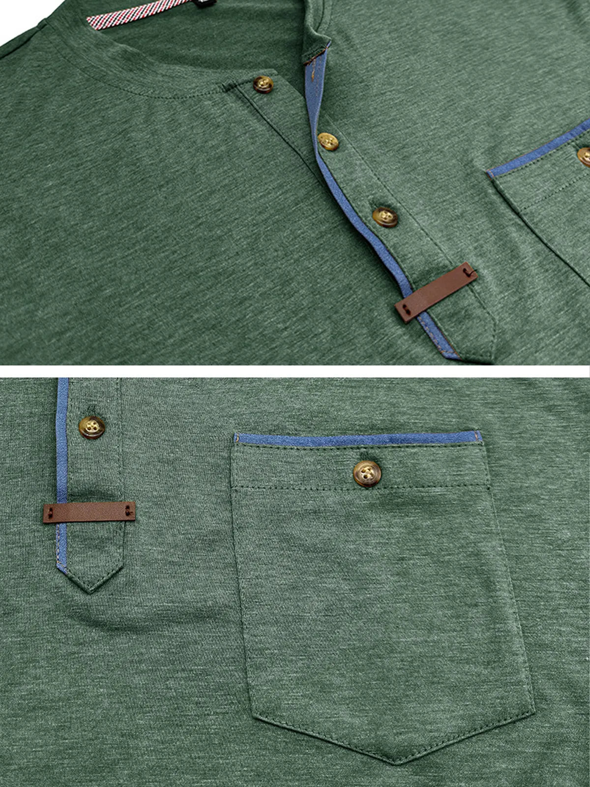 Men's Casual Button Solid Color Pocket Short Sleeve Henley Shirt