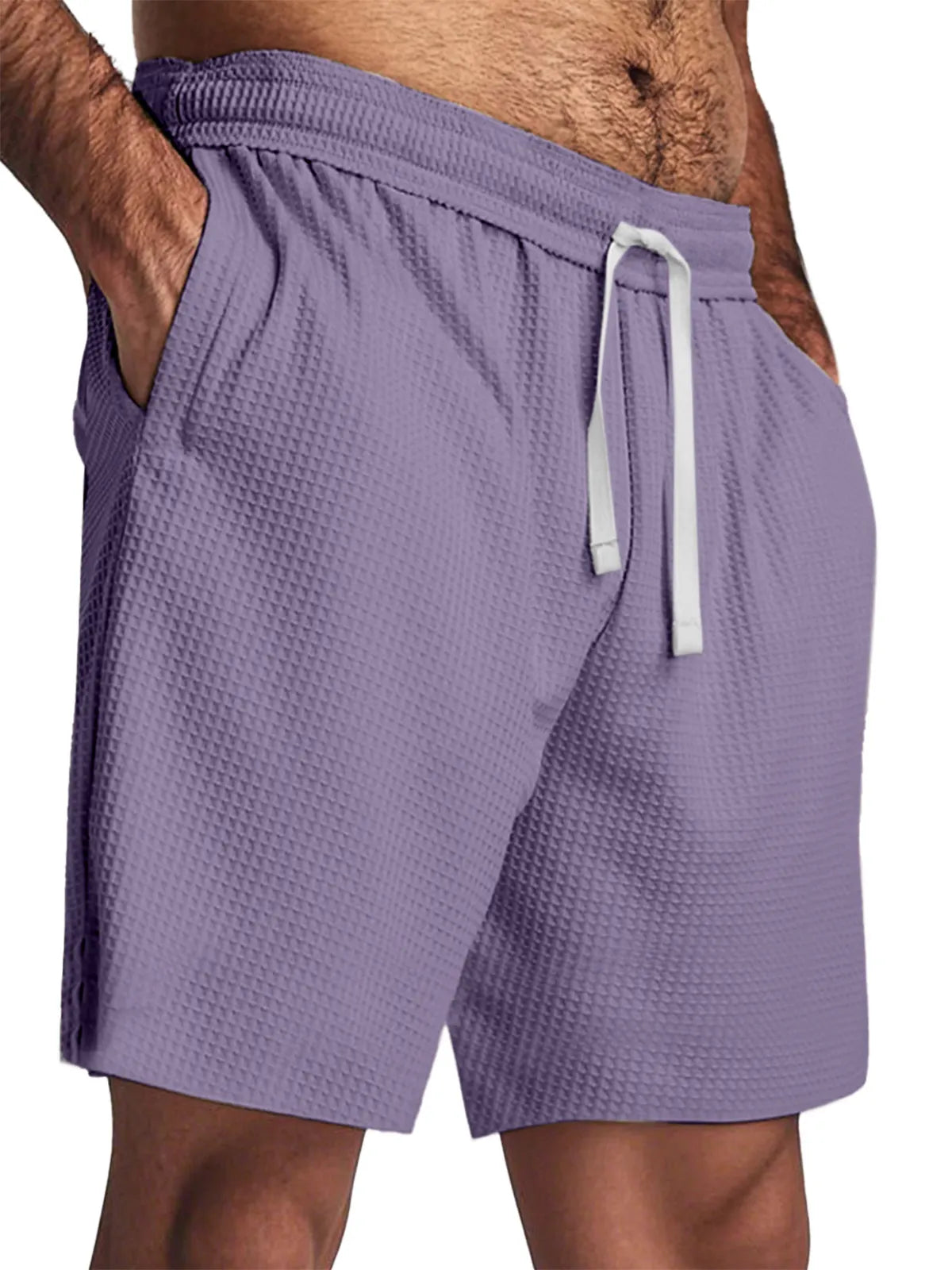 Men's Simple Everyday Waffle Texture Solid Color Shorts