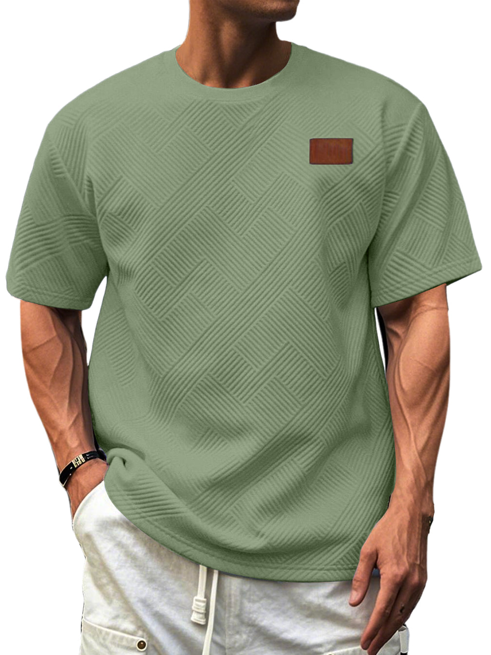 Men's Textured Casual Short-sleeved Top