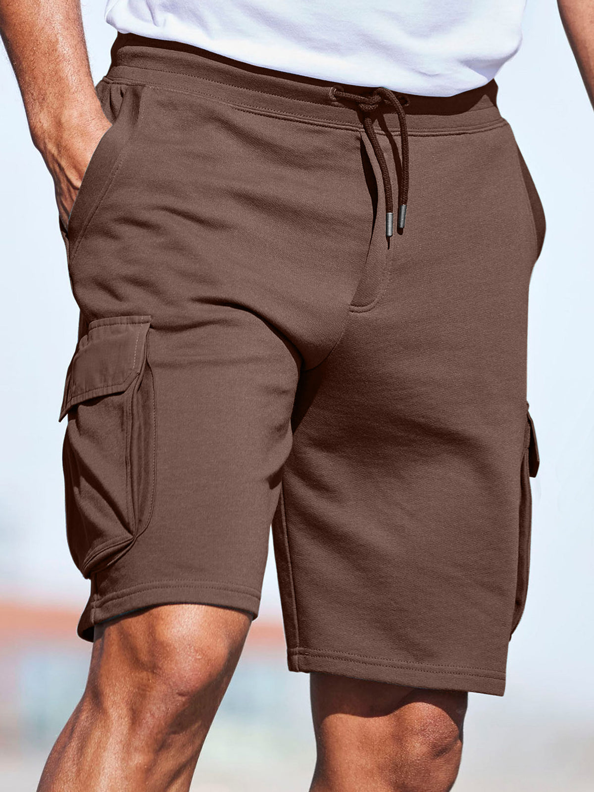 Men's Everyday Multi-Pocket Drawstring Solid Color Comfort Shorts