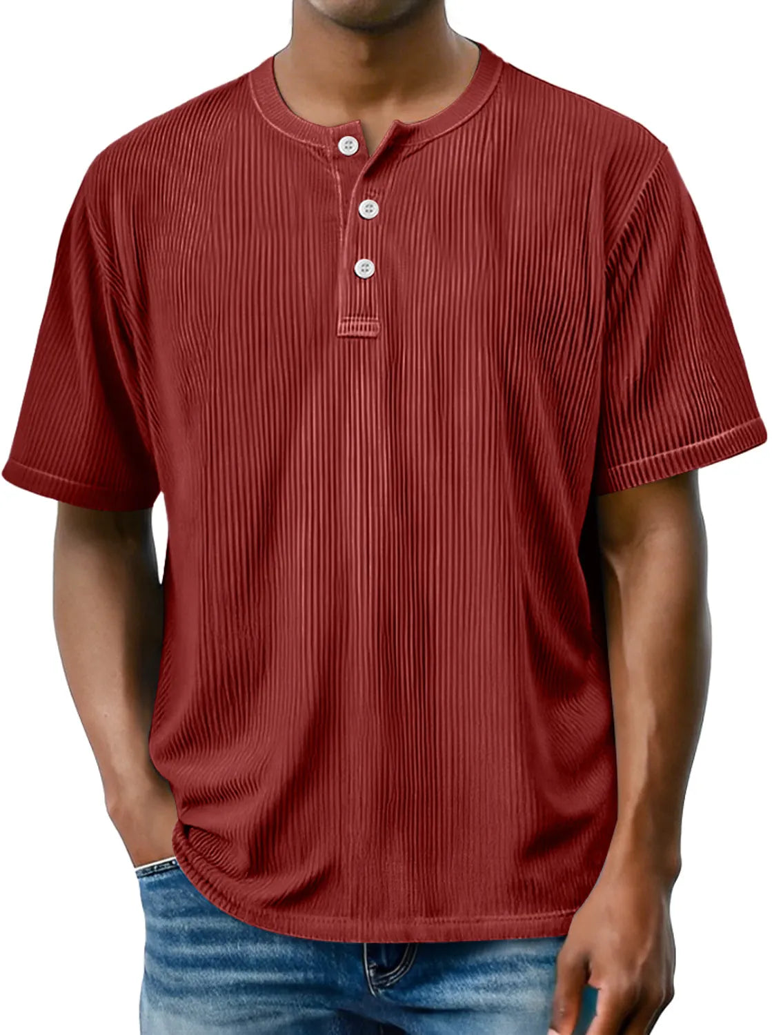 Men's Daily Striped Casual Comfort Short Sleeve Henley Shirt