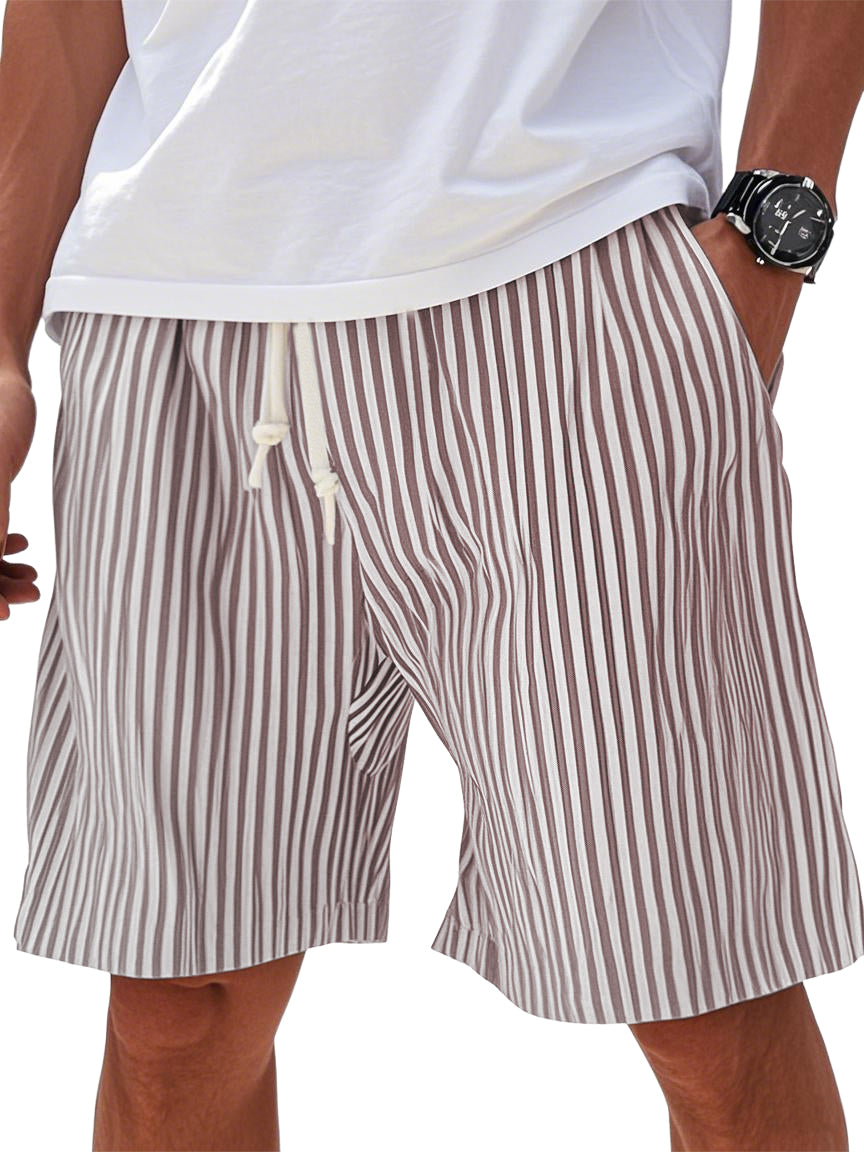 Mens Summer Stripe Pocket Beach Casual Shorts