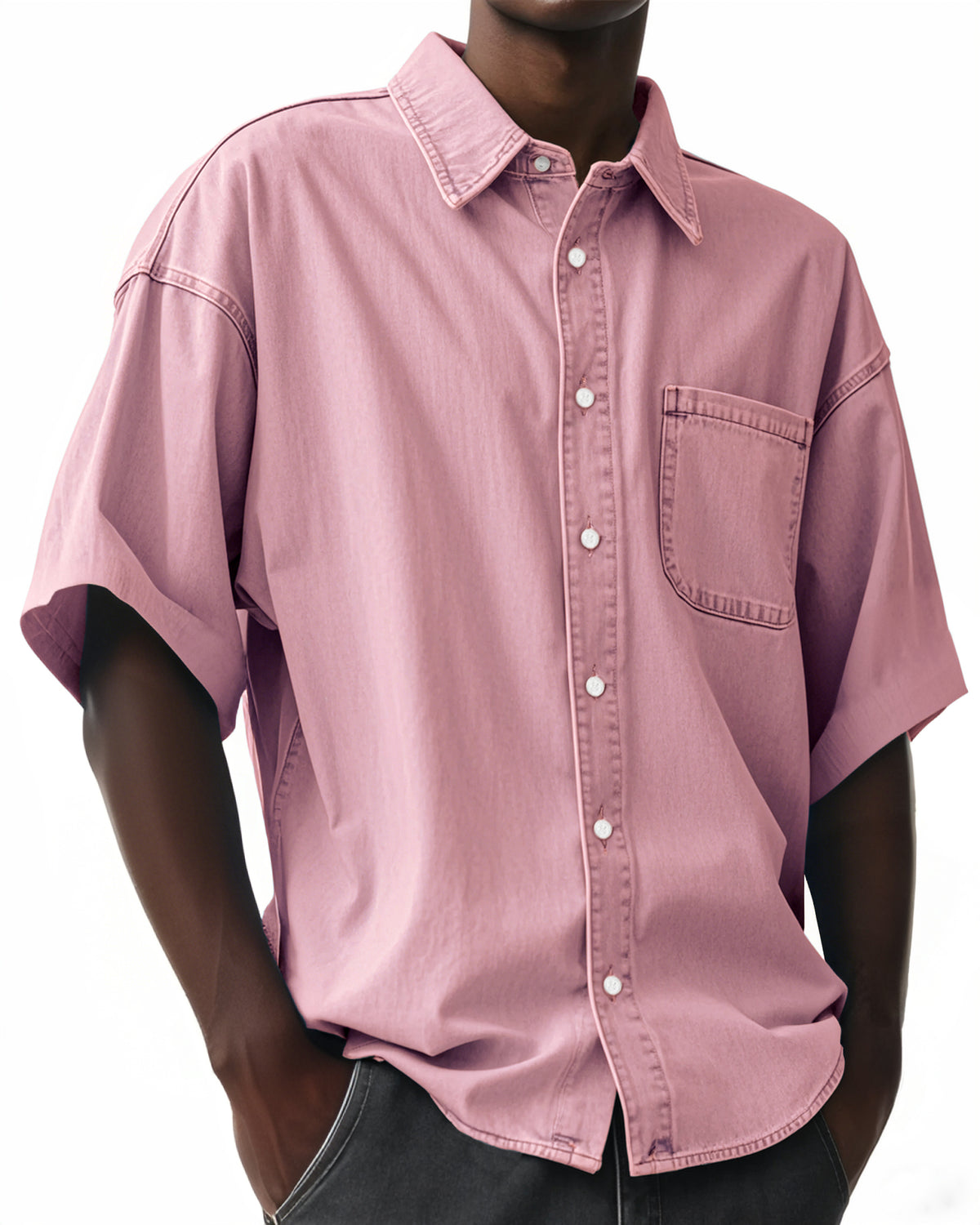 Men's Comfortable Vintage Lapel Short Sleeve Shirt With Chest Pocket