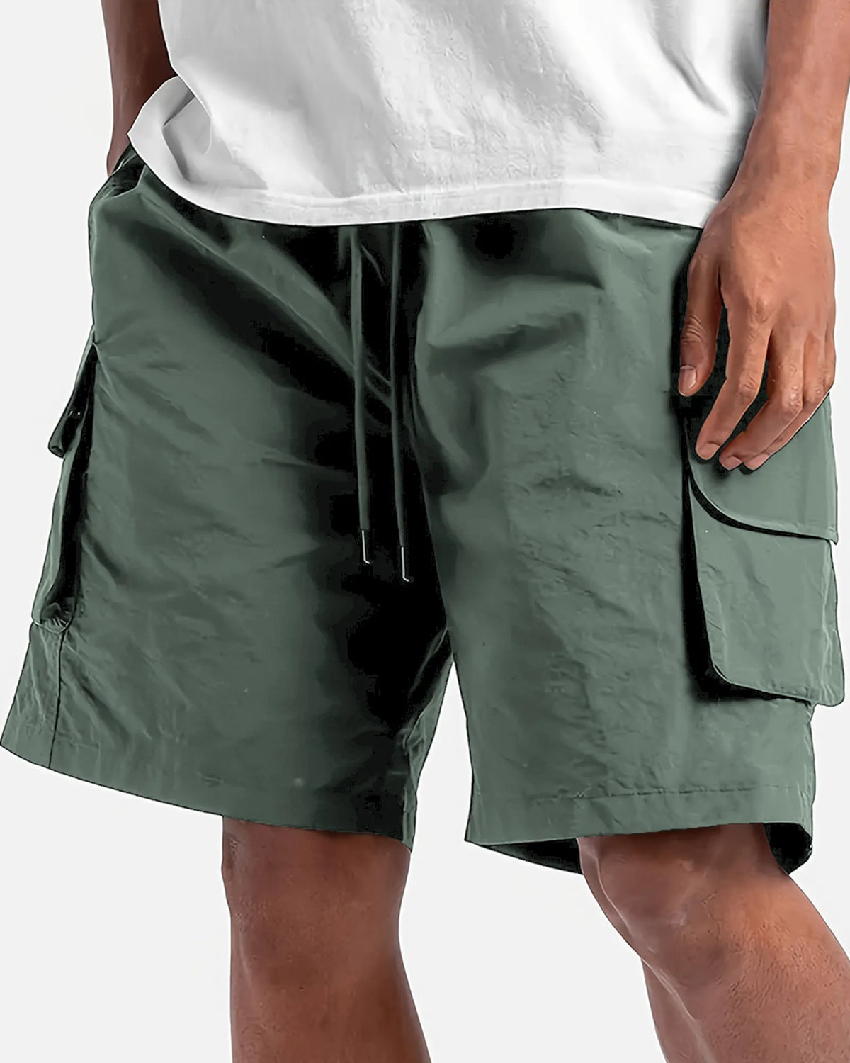 Men's Quick-drying Practical Multi-pocket Cargo Shorts Lace-up Casual Loose Shorts