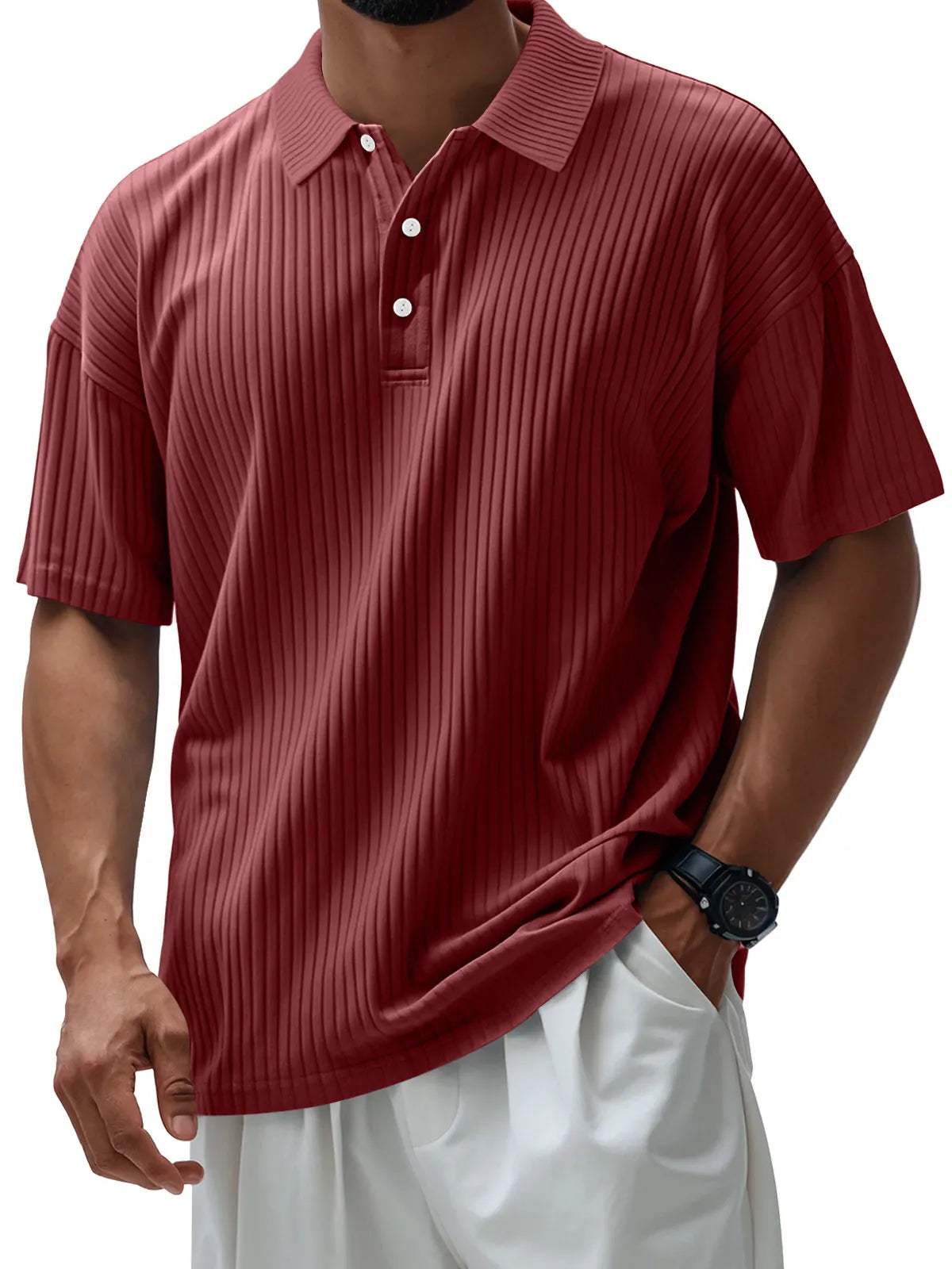 Men's Casual Pit Lapel Button Short Sleeve POLO Shirt