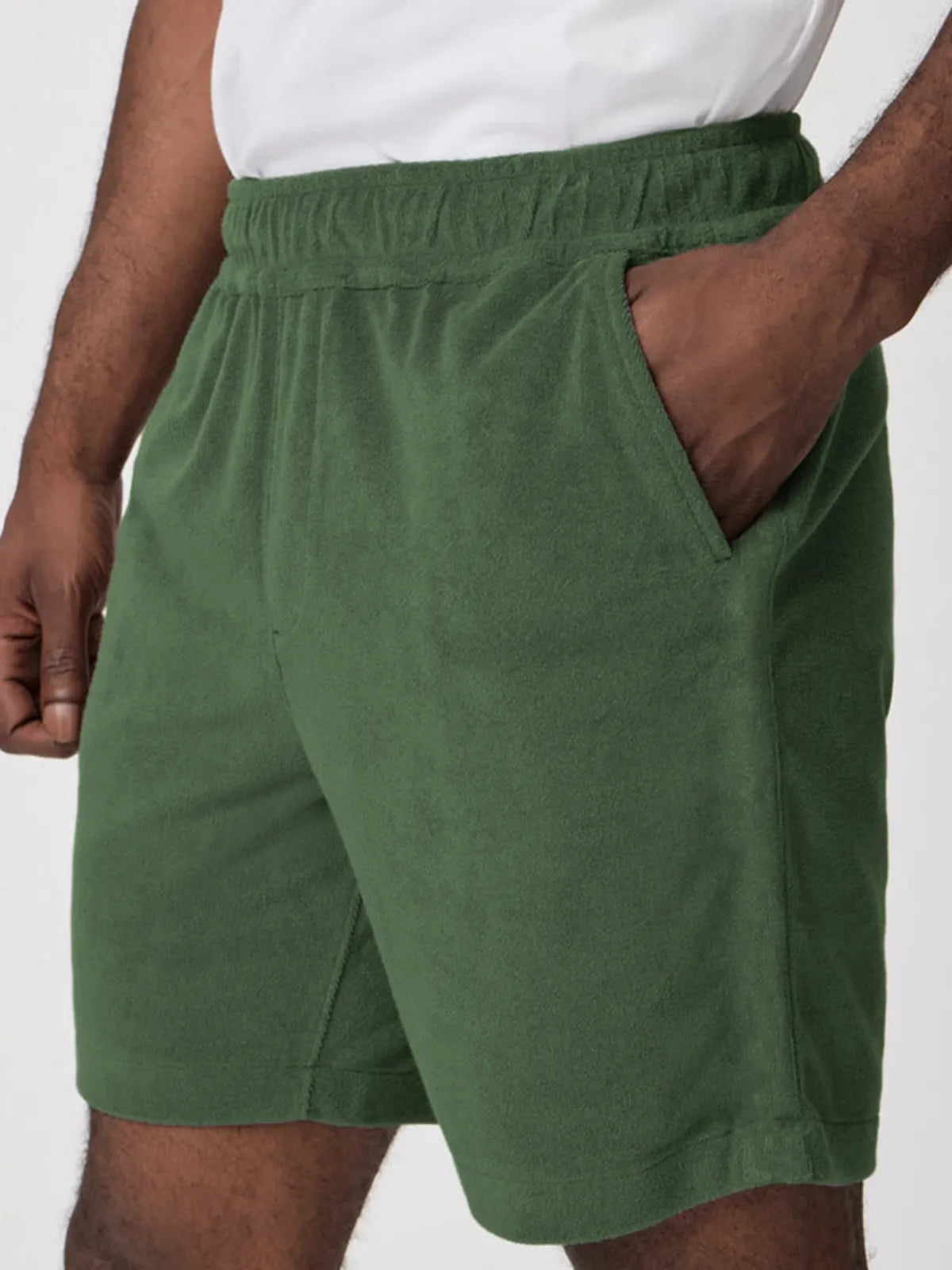 Men's Comfort Terry Casual Stretch Elastic Shorts with Side Pockets