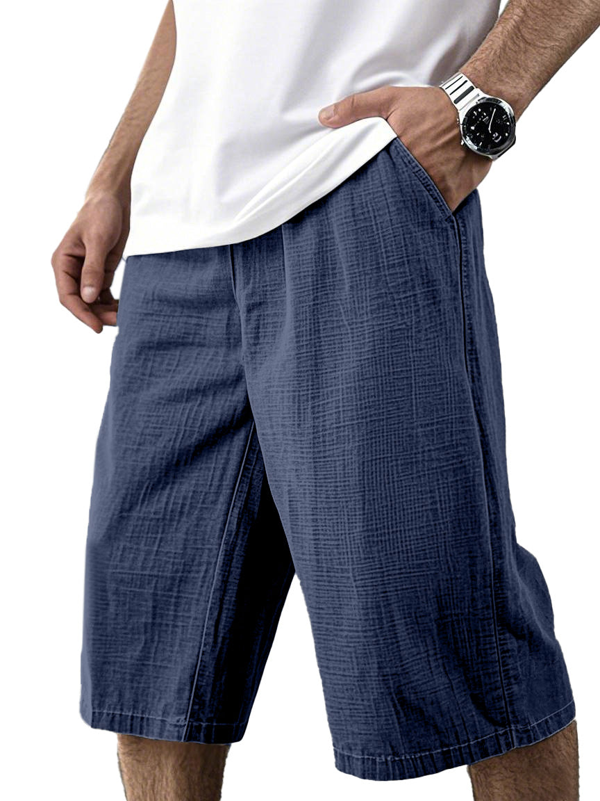 Men's Simple Solid Color Loose, Comfortable And Breathable Cropped Pants