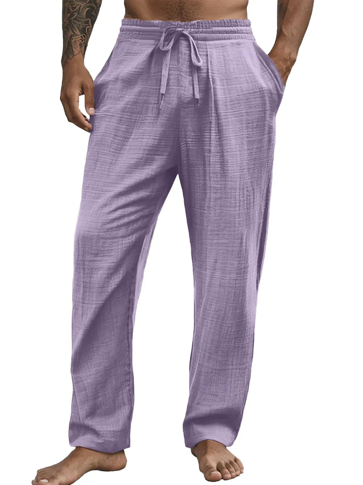 Men's Casual Hawaiian Comfortable Loose Solid Color Trousers