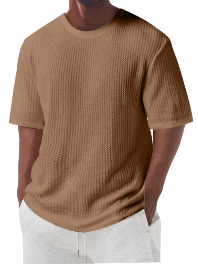 Men's Simple And Comfortable Texture Solid Color Short-sleeved T-shirt