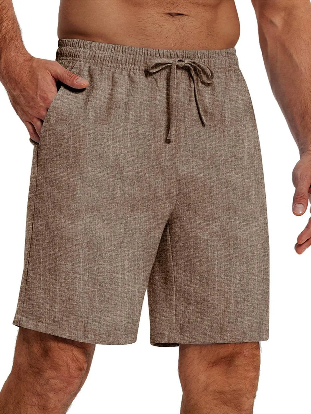 Men's Casual Solid Color Cotton And Linen Shorts