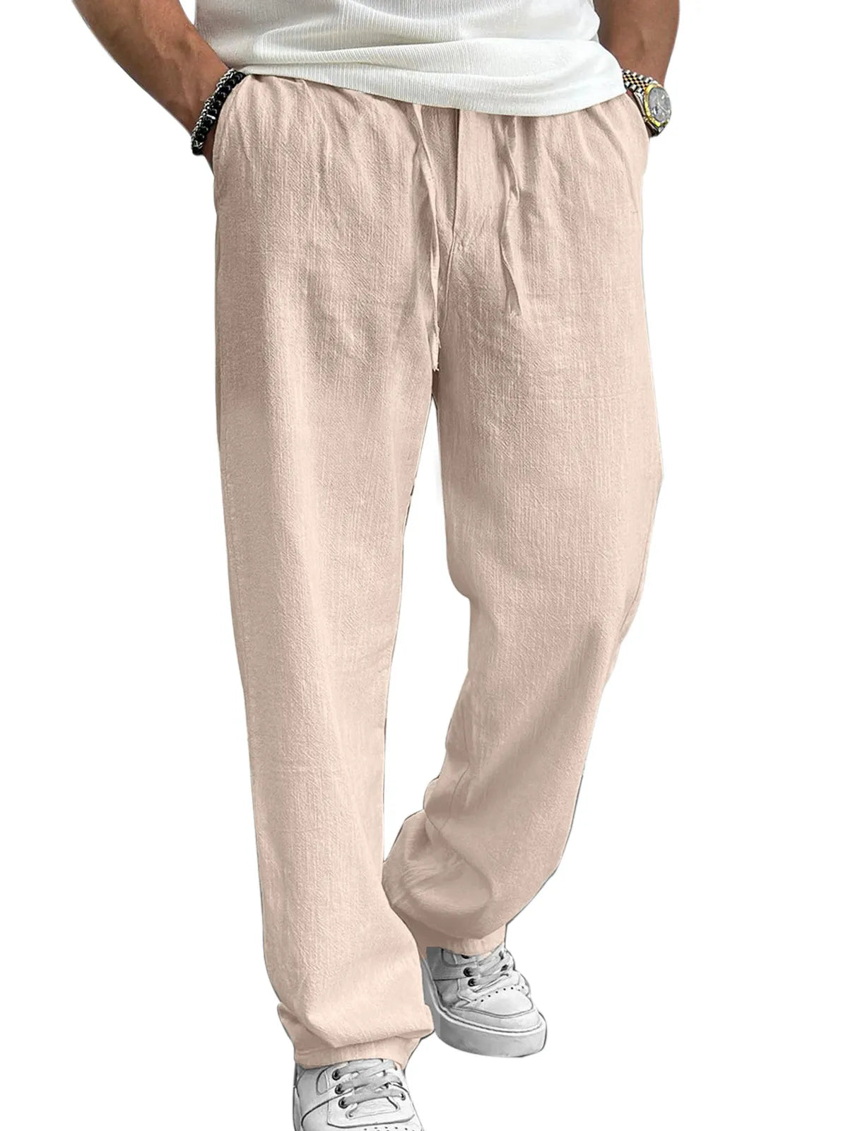 Men's Casual And Comfortable Hawaiian Solid Color Loose Trousers