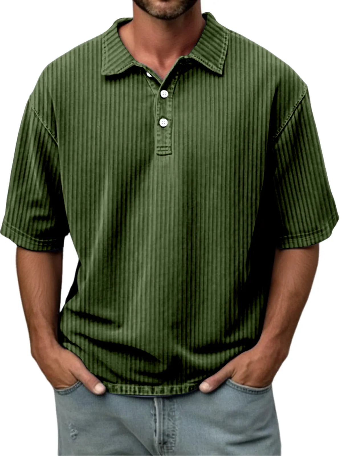 Men's Casual Solid Color Pit Lapel Short Sleeve Polo Shirt