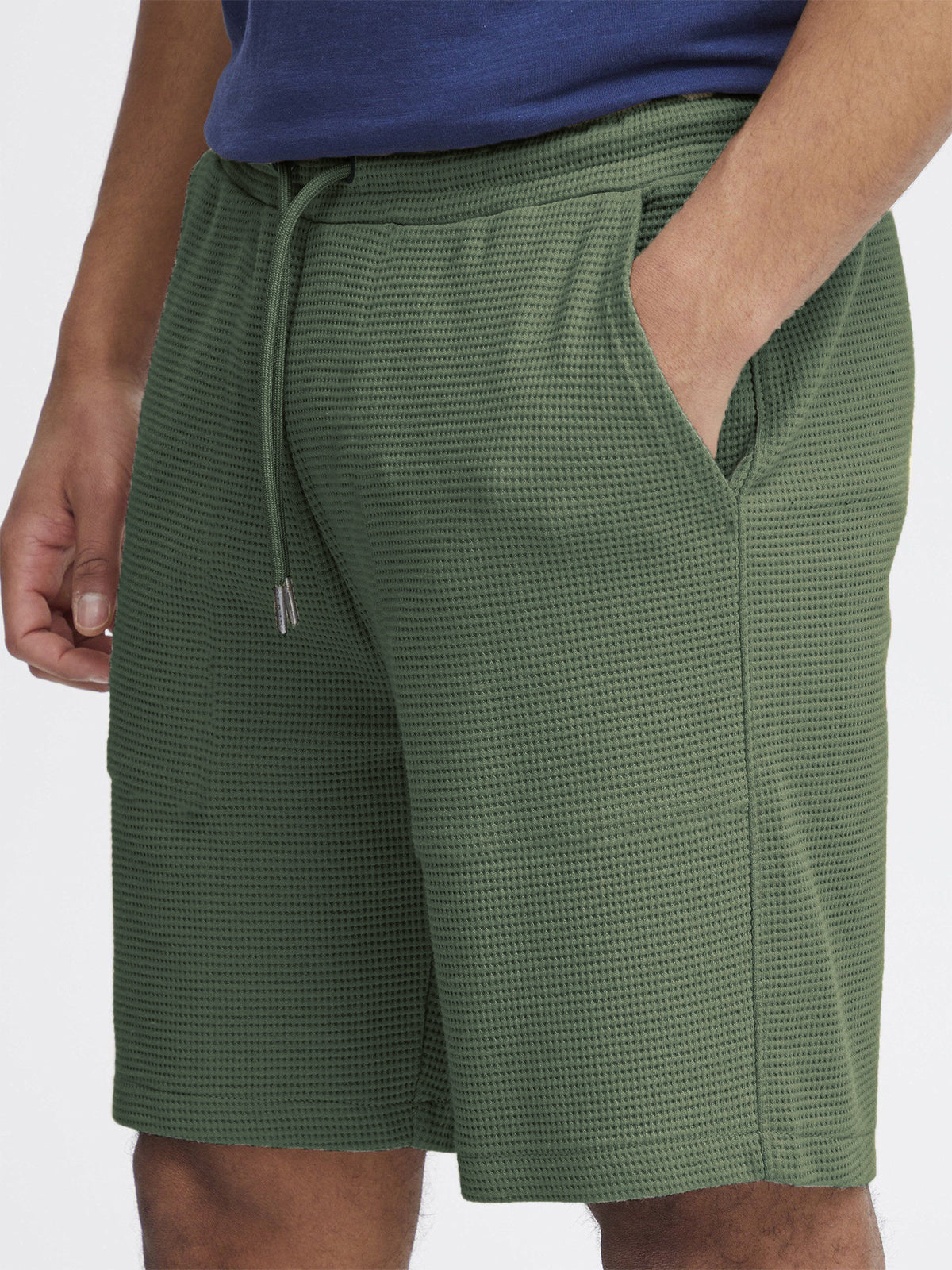 Men's Comfortable Waffle Texture Lace-Up Casual Bermuda Shorts