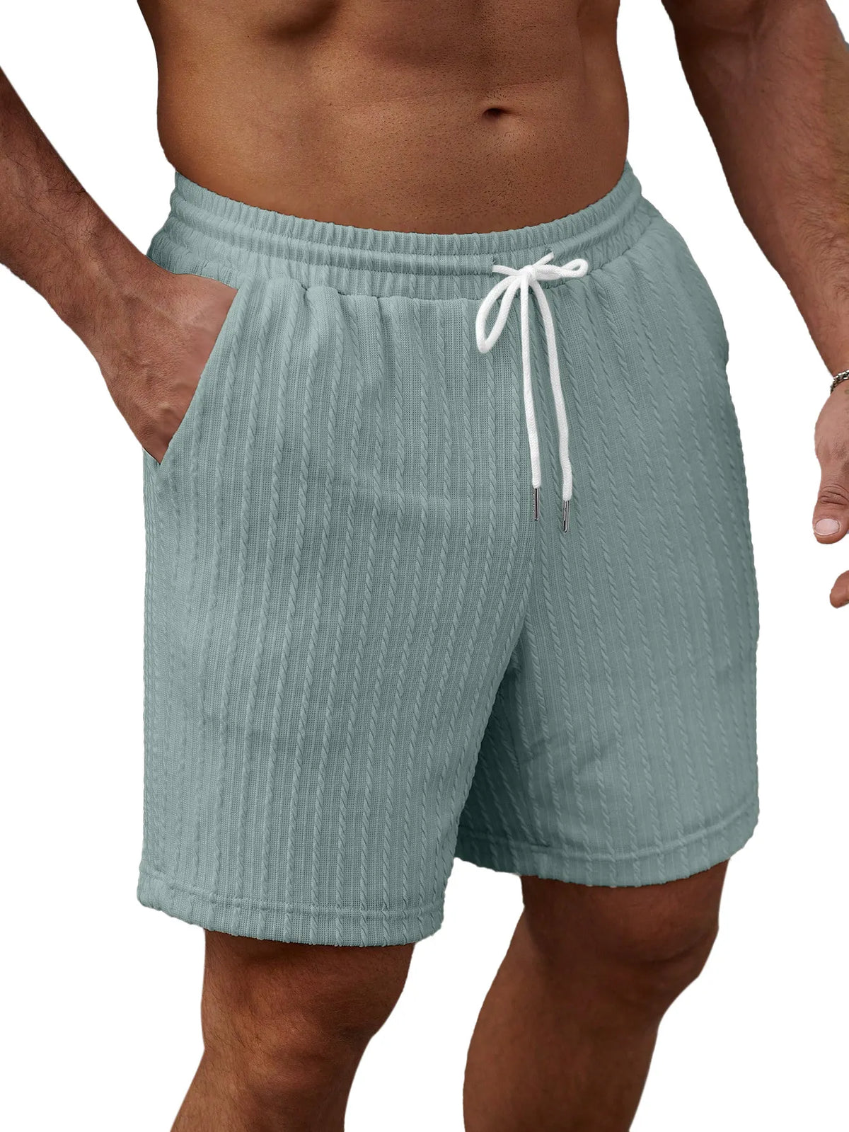 Men's Casual Solid Color Textured Loose Shorts