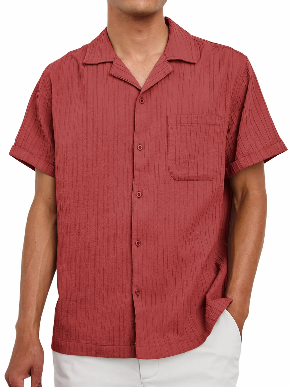 Men's Striped Texture Retro Casual Shirt