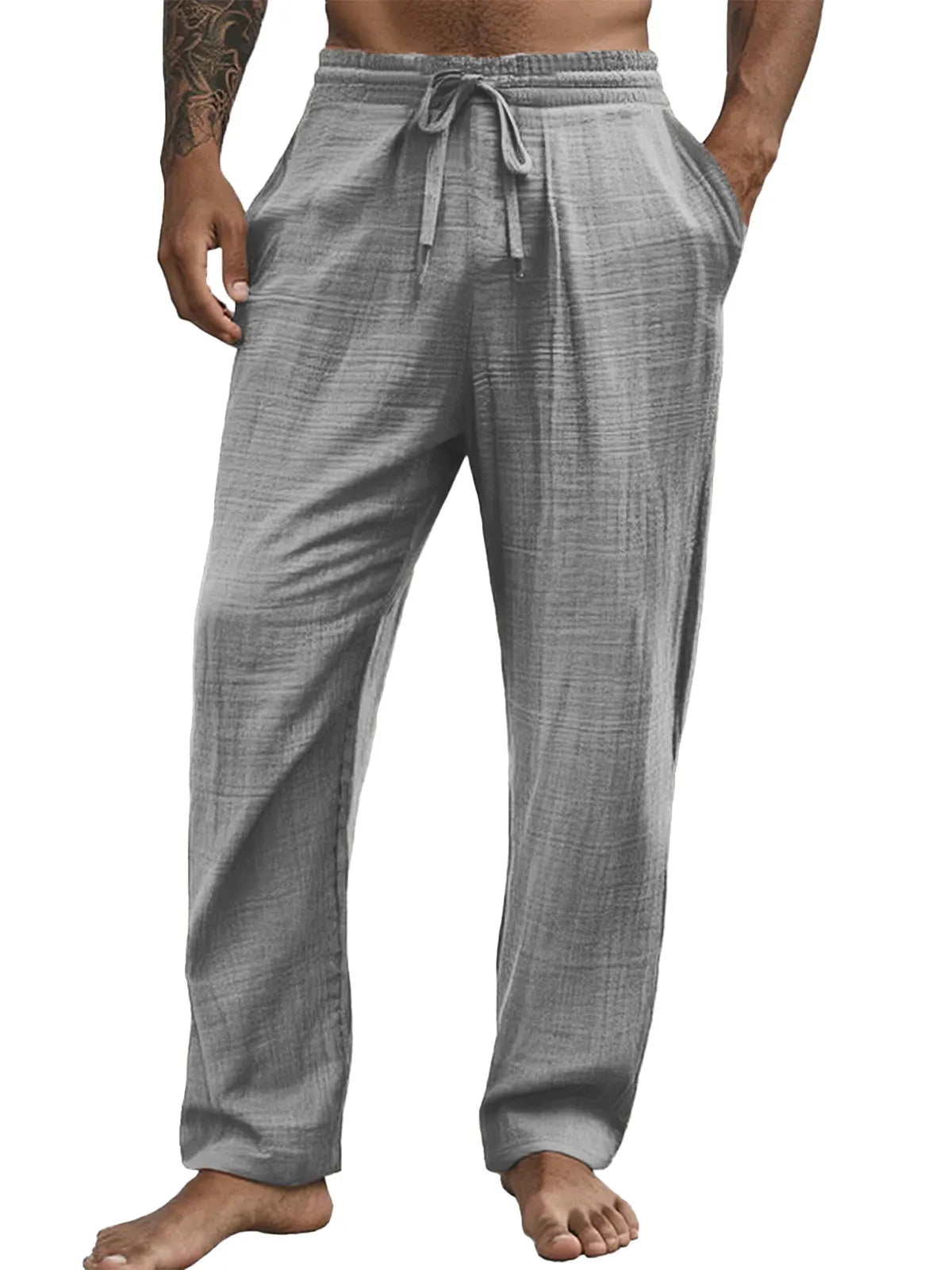 Men's Casual Hawaiian Comfortable Loose Solid Color Trousers