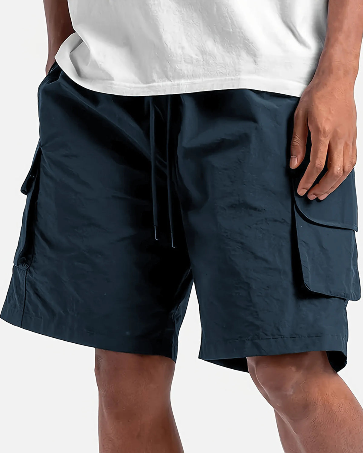 Men's Quick-drying Practical Multi-pocket Cargo Shorts Lace-up Casual Loose Shorts