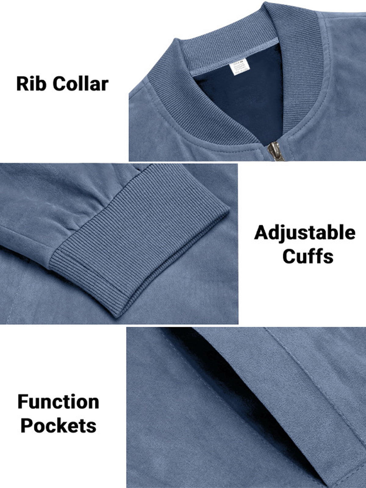 Men's Casual Suede Zip Solid Pocket Jacket Jacket