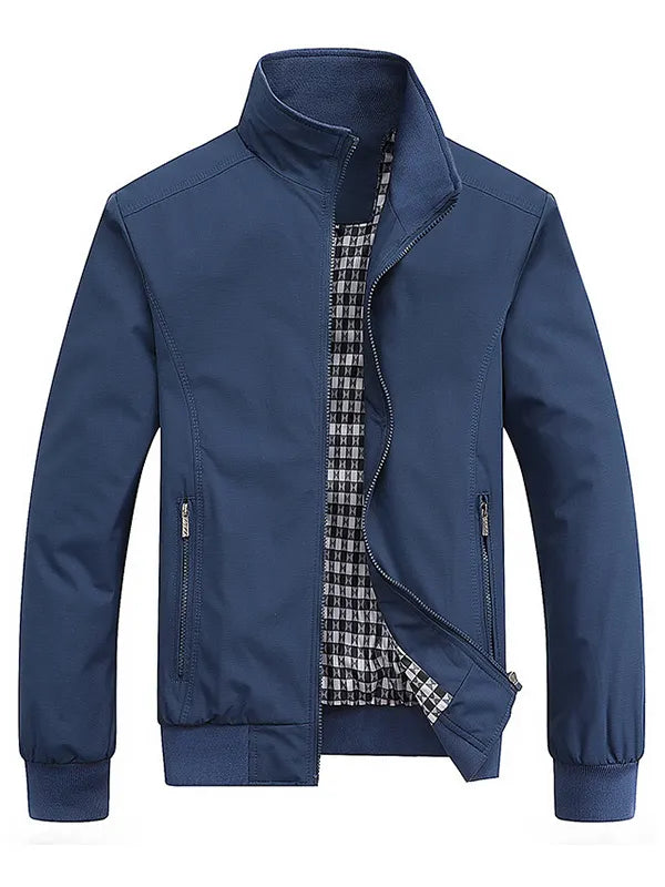 Men's Lightweight Jackets Casual Bomber Windbreaker Zip Up Collared Jacket Golf Windproof Coat