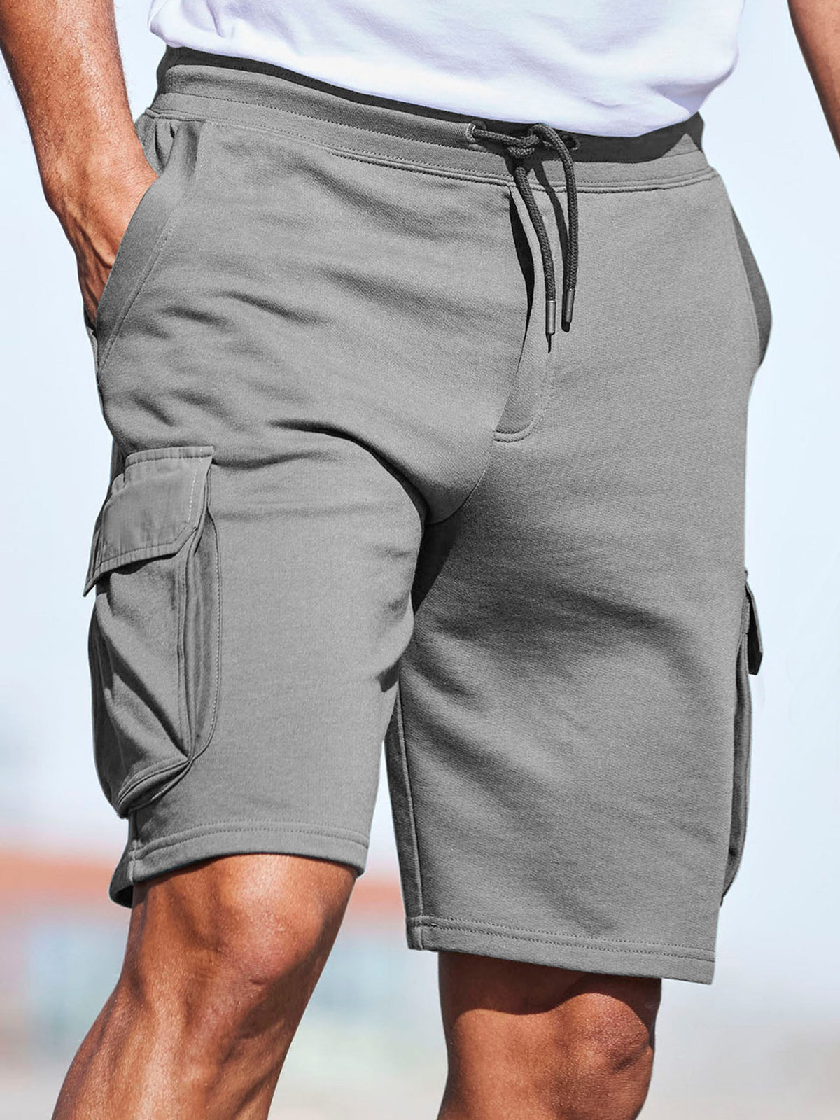 Men's Everyday Multi-Pocket Drawstring Solid Color Comfort Shorts