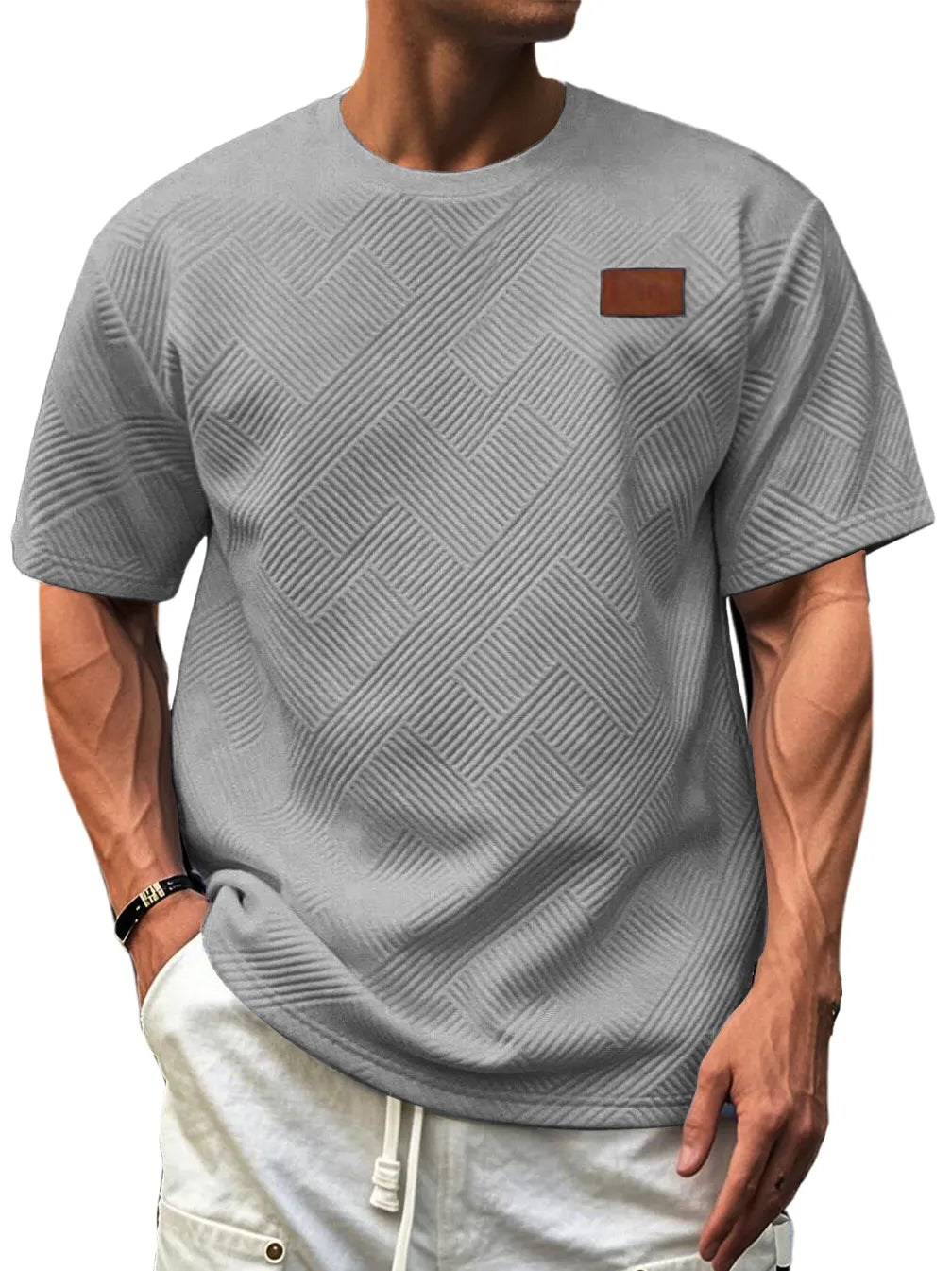Men's Textured Casual Short-sleeved Top