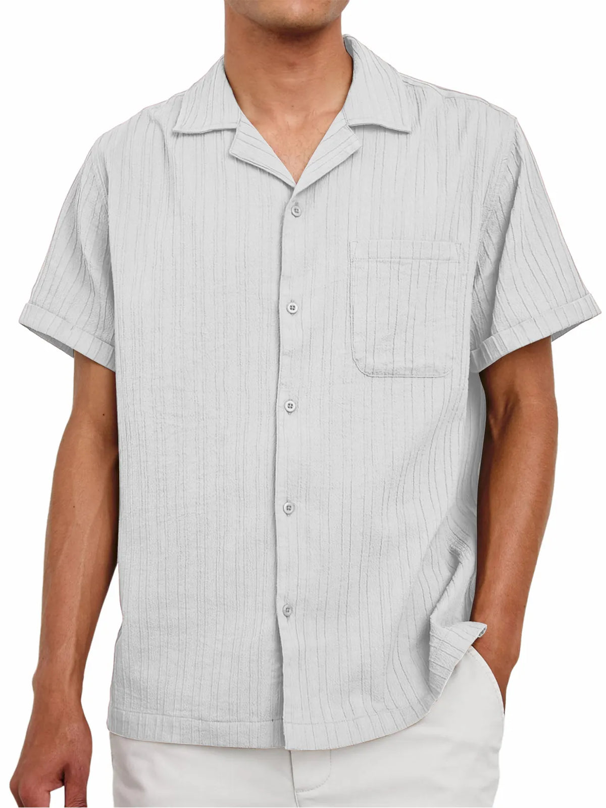 Men's Striped Texture Retro Casual Shirt