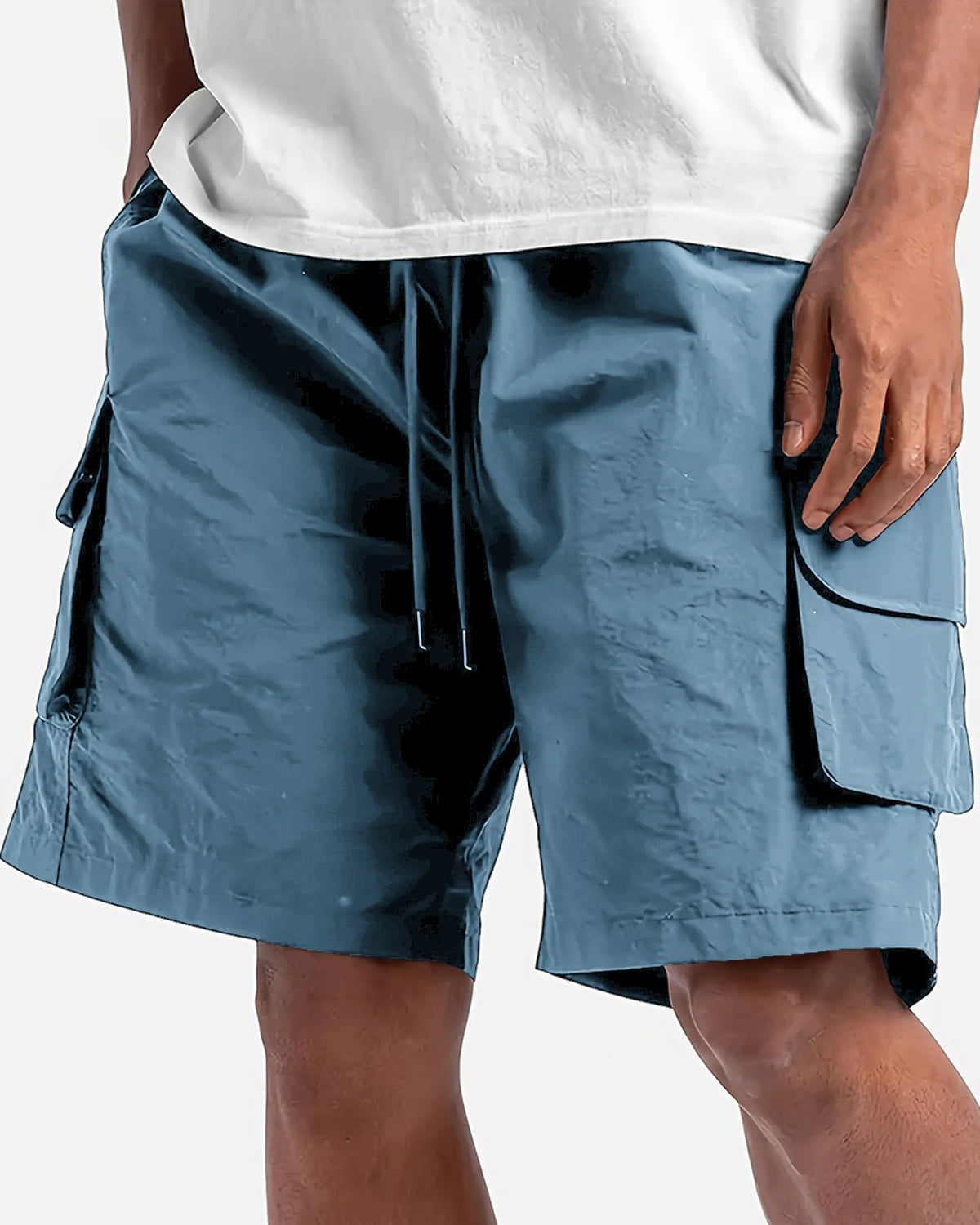 Men's Quick-drying Practical Multi-pocket Cargo Shorts Lace-up Casual Loose Shorts