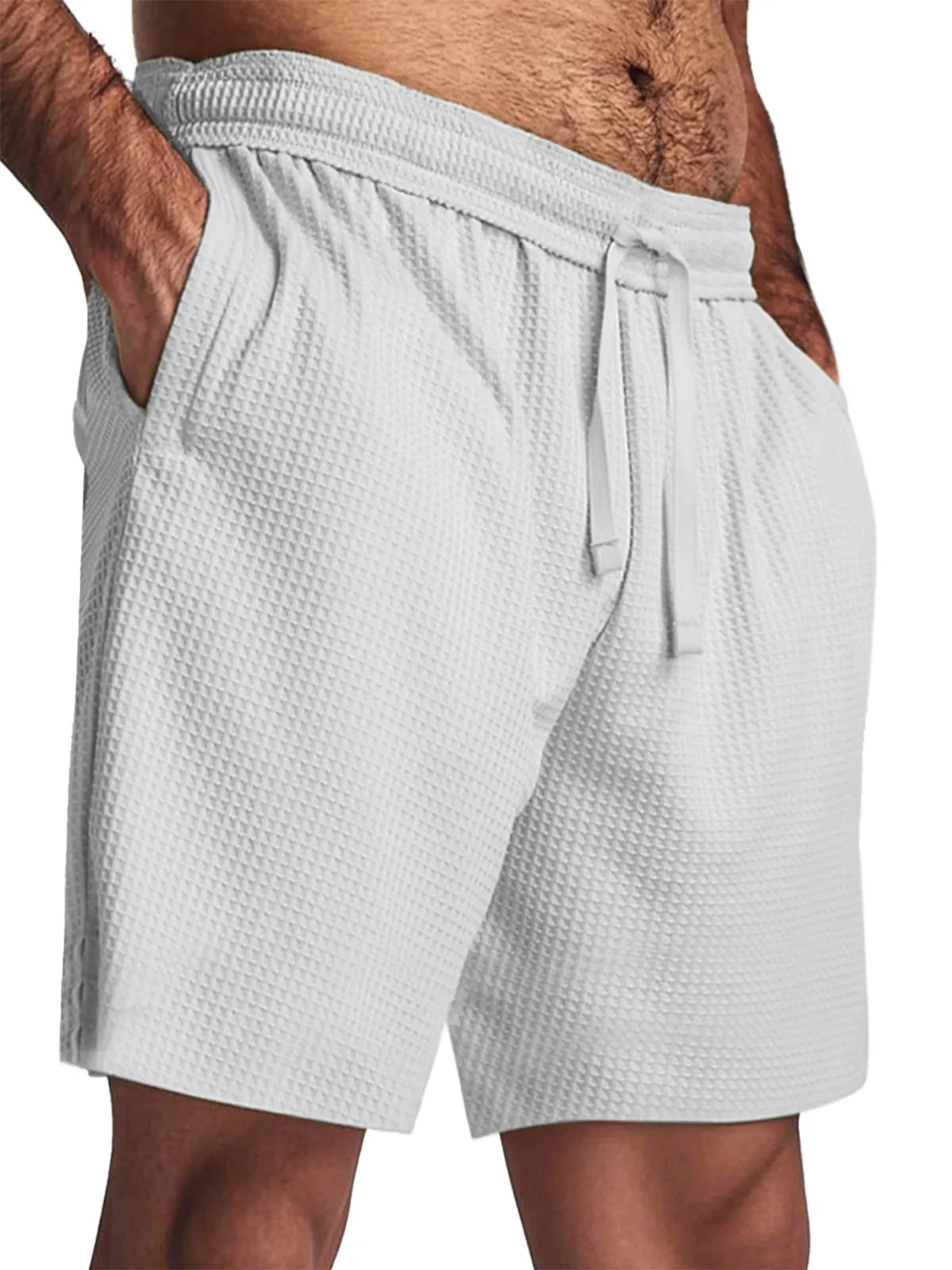 Men's Simple Everyday Waffle Texture Solid Color Shorts