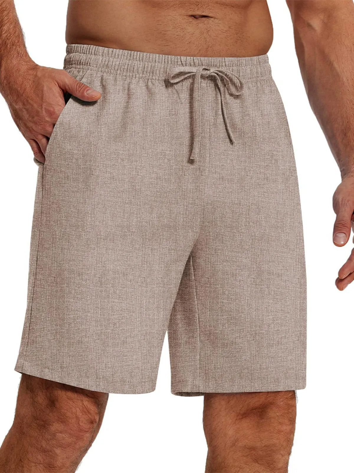 Men's Casual Solid Color Cotton And Linen Shorts