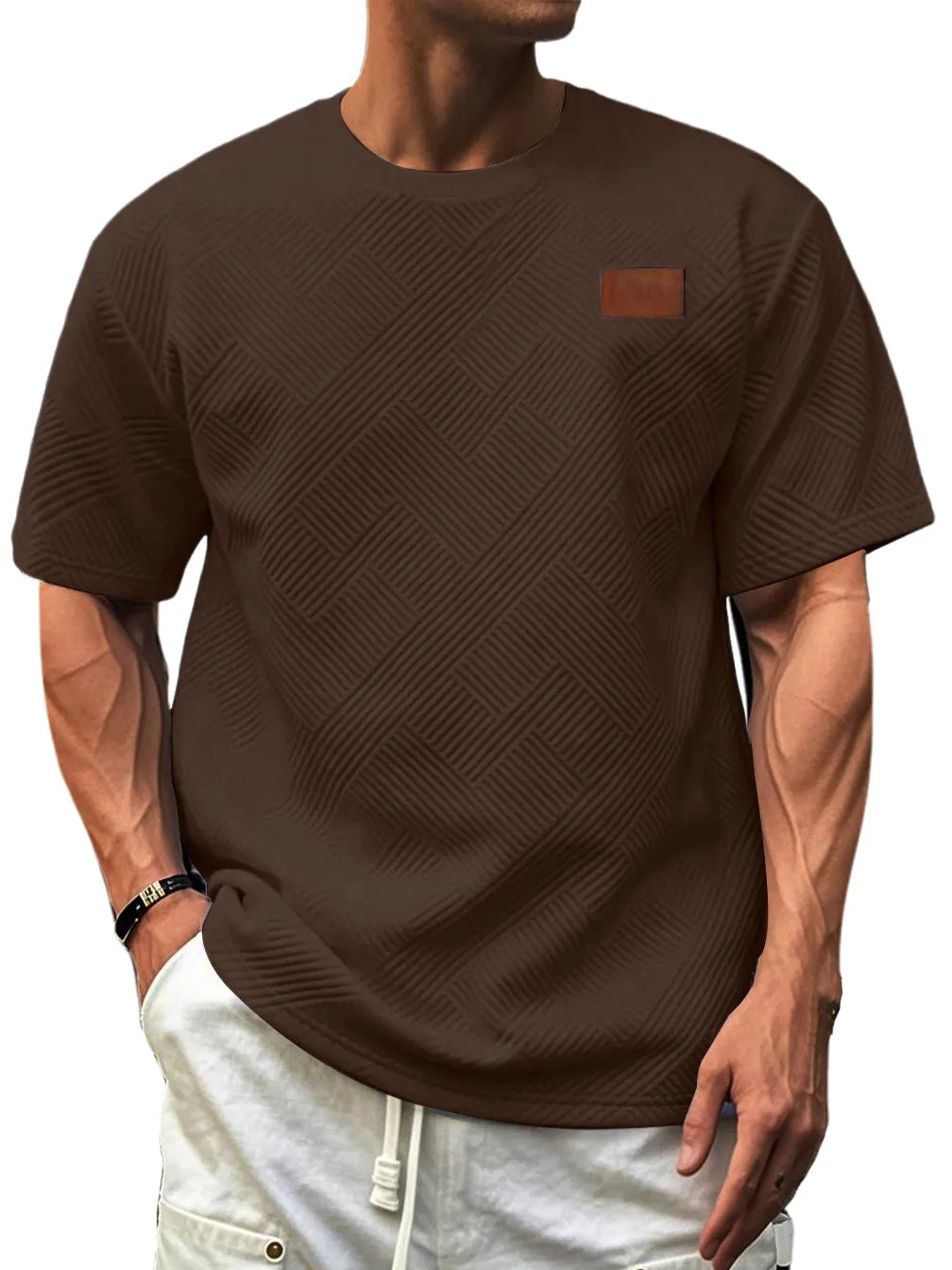 Men's Textured Casual Short-sleeved Top