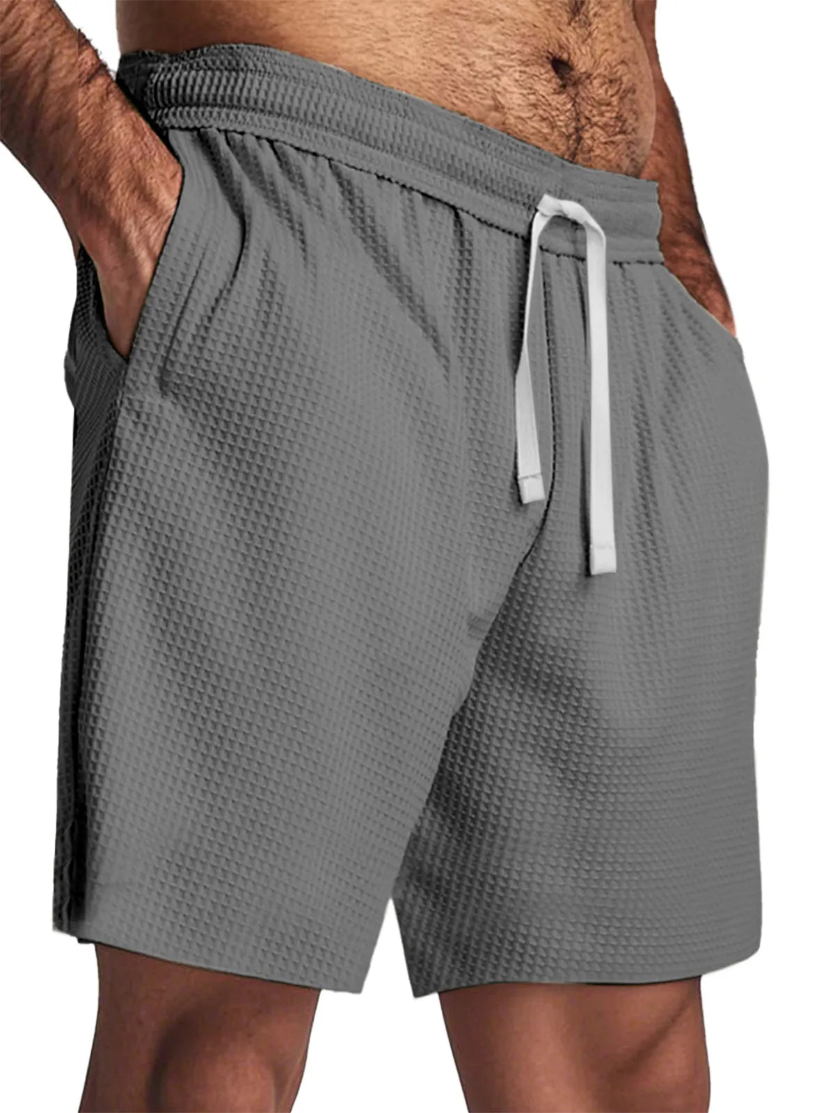 Men's Simple Everyday Waffle Texture Solid Color Shorts