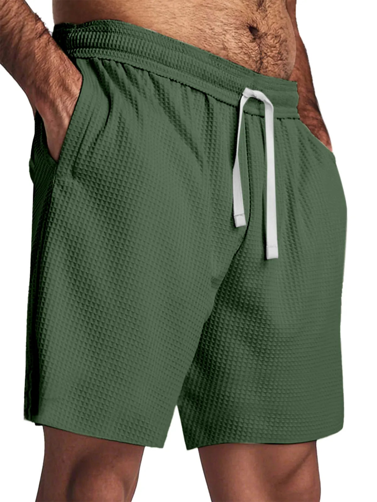 Men's Simple Everyday Waffle Texture Solid Color Shorts