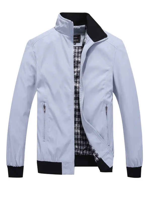 Men's Lightweight Jackets Casual Bomber Windbreaker Zip Up Collared Jacket Golf Windproof Coat