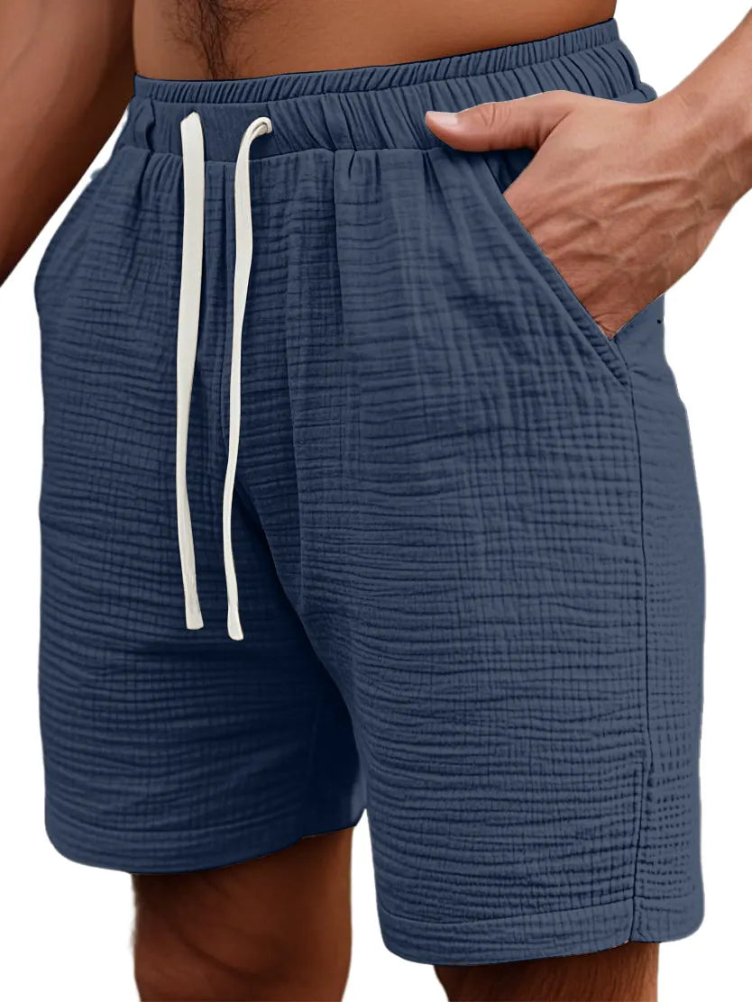 Men's Simple Daily Loose Pleated Texture Pocket Shorts