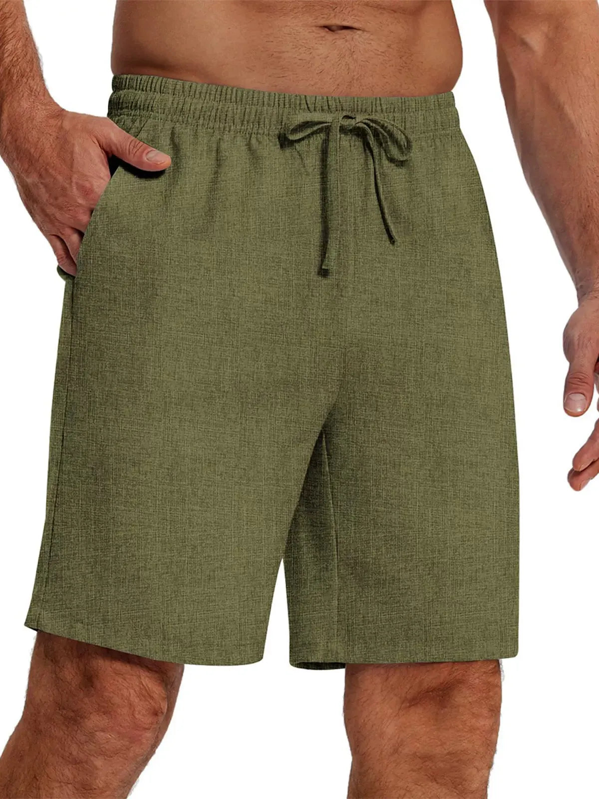 Men's Casual Solid Color Cotton And Linen Shorts