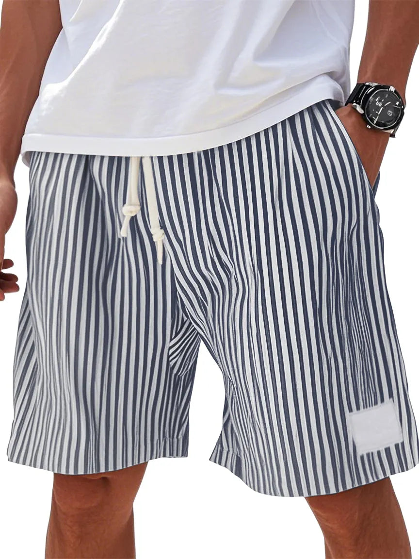 Mens Summer Stripe Logo Pocket Beach Casual Shorts