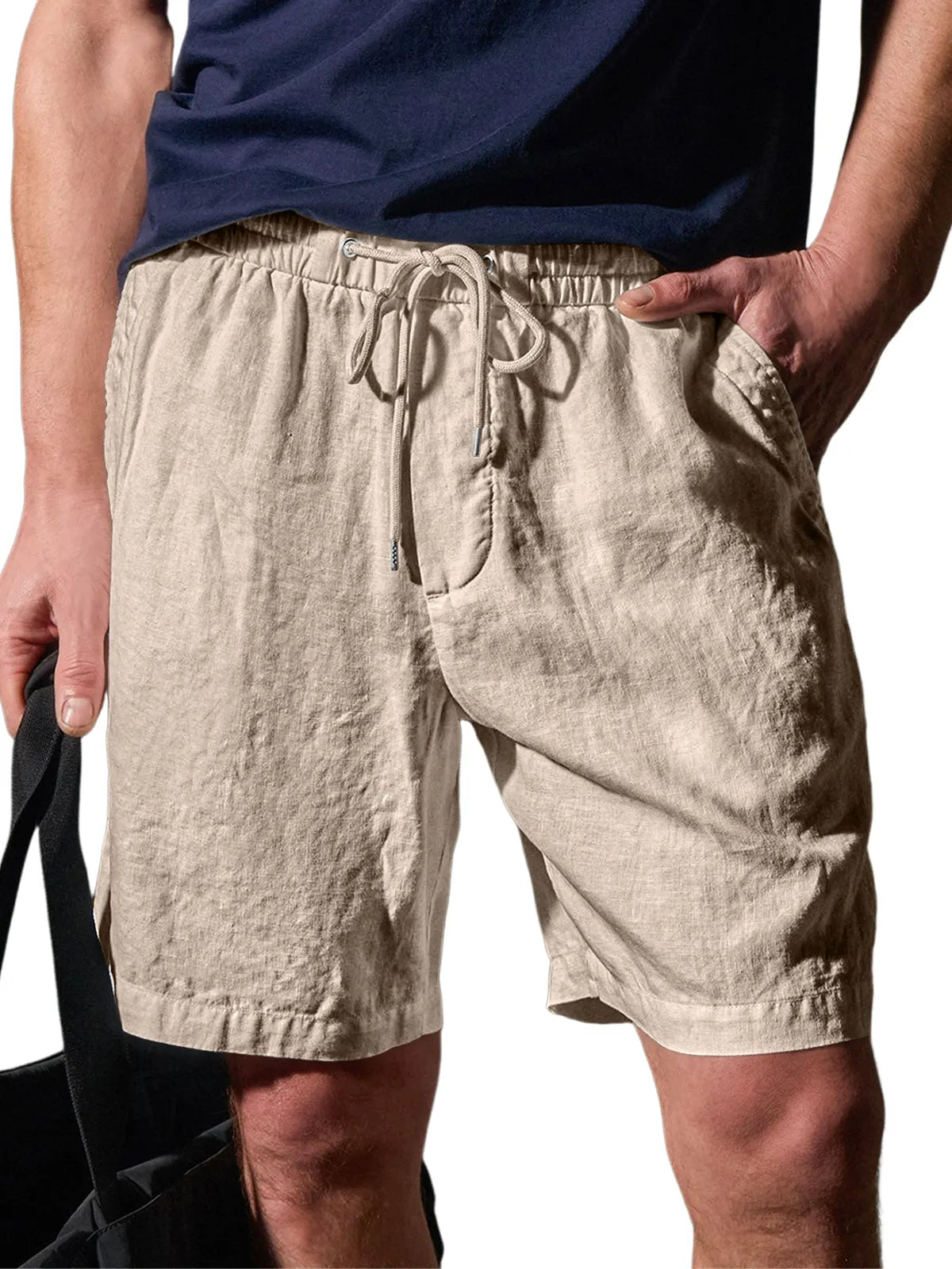 Men's Daily Comfort Elastic Waist Casual Solid Color Shorts