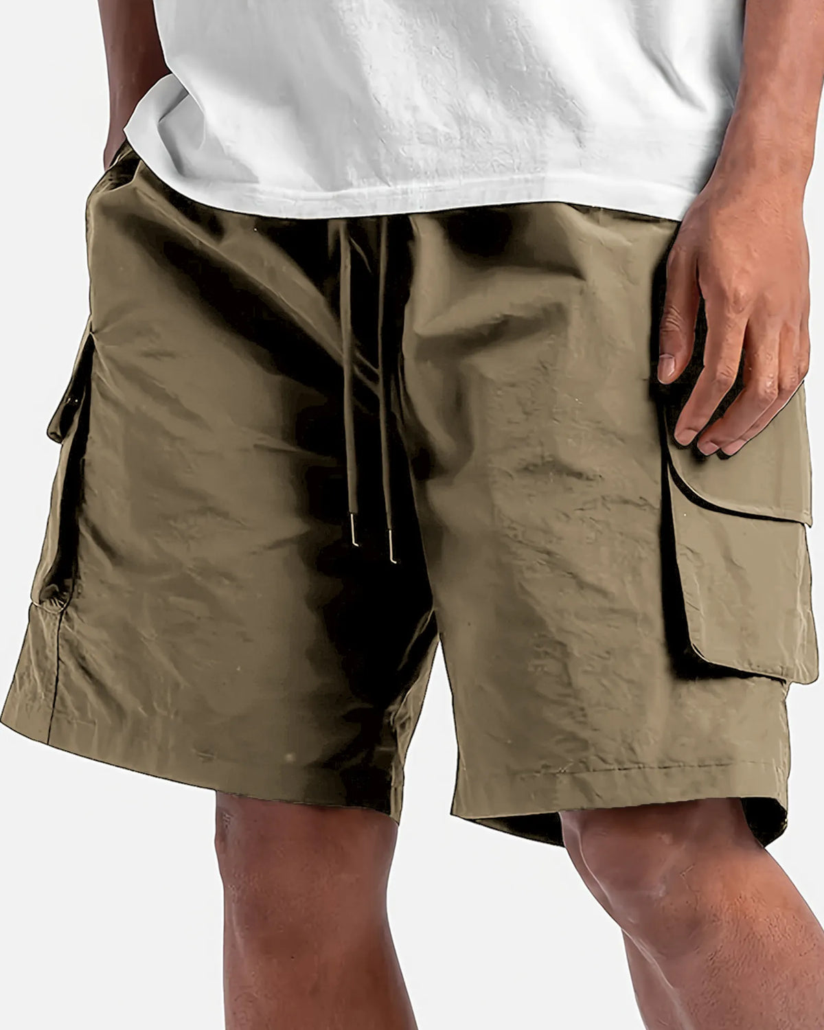 Men's Quick-drying Practical Multi-pocket Cargo Shorts Lace-up Casual Loose Shorts