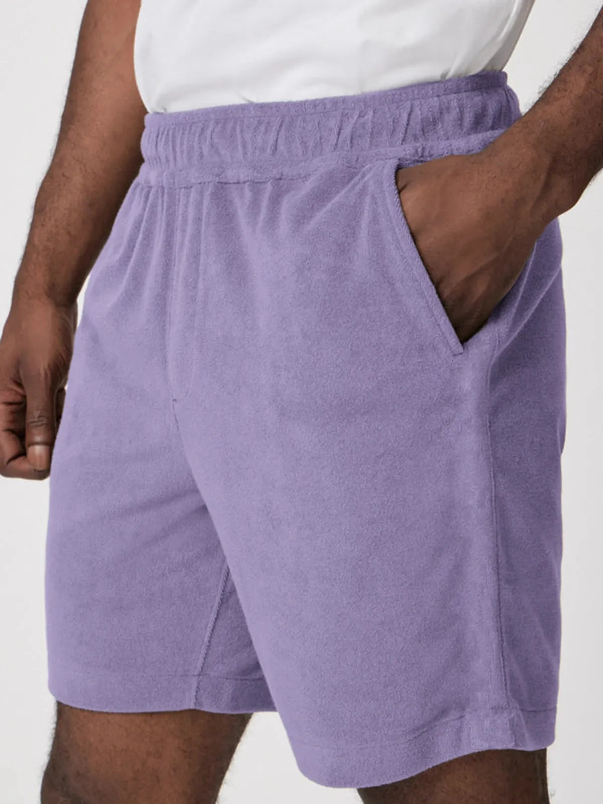 Men's Comfort Terry Casual Stretch Elastic Shorts with Side Pockets