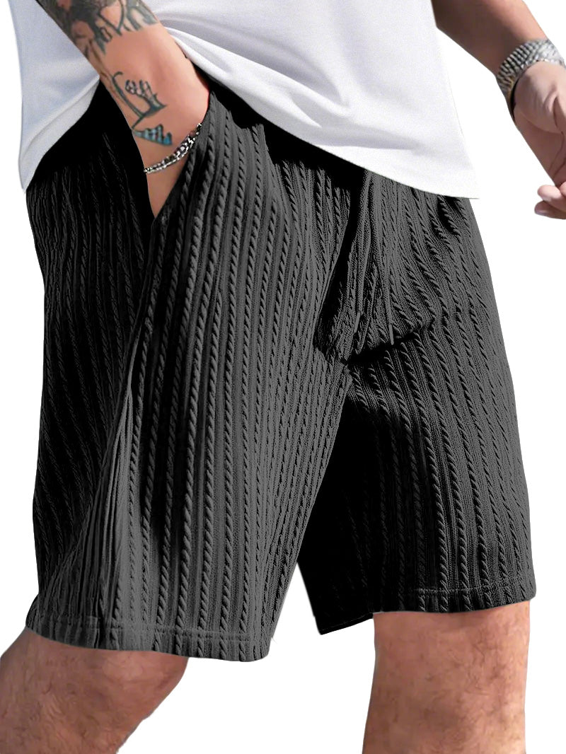 Men's Casual Solid Color Jacquard Loose And Comfortable Shorts