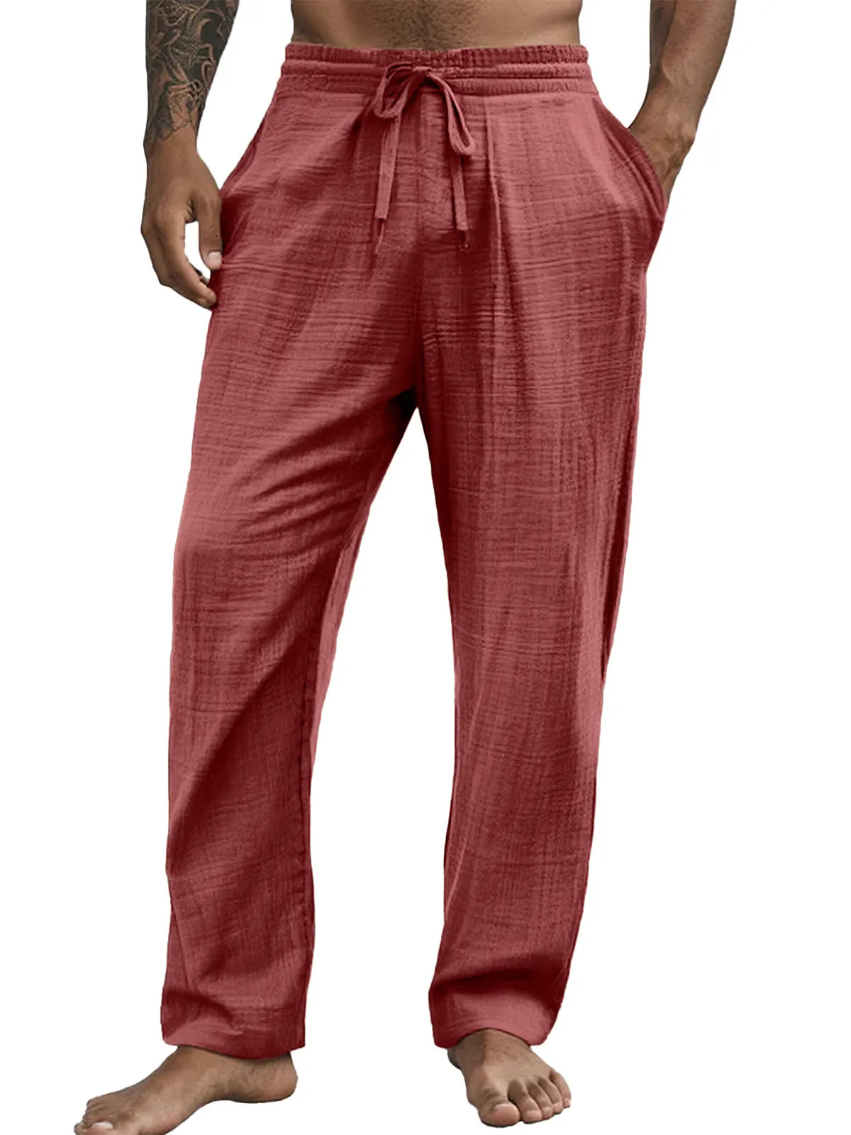 Men's Casual Hawaiian Comfortable Loose Solid Color Trousers