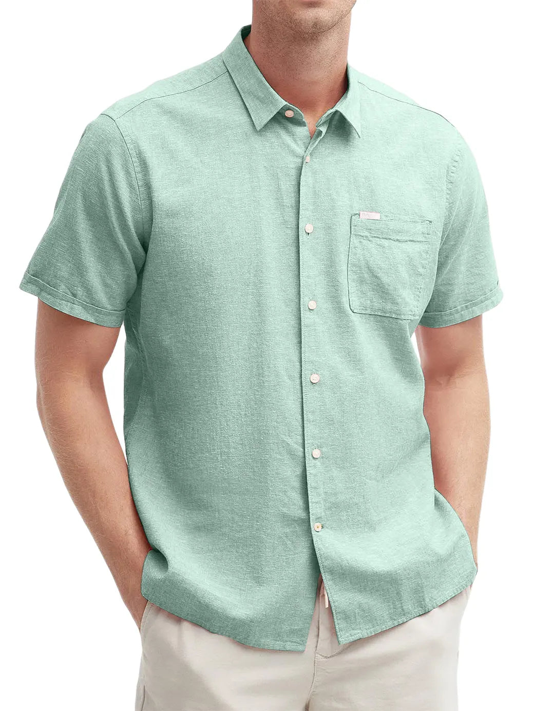 Men's Textured Pocket Casual Short-sleeved Shirt