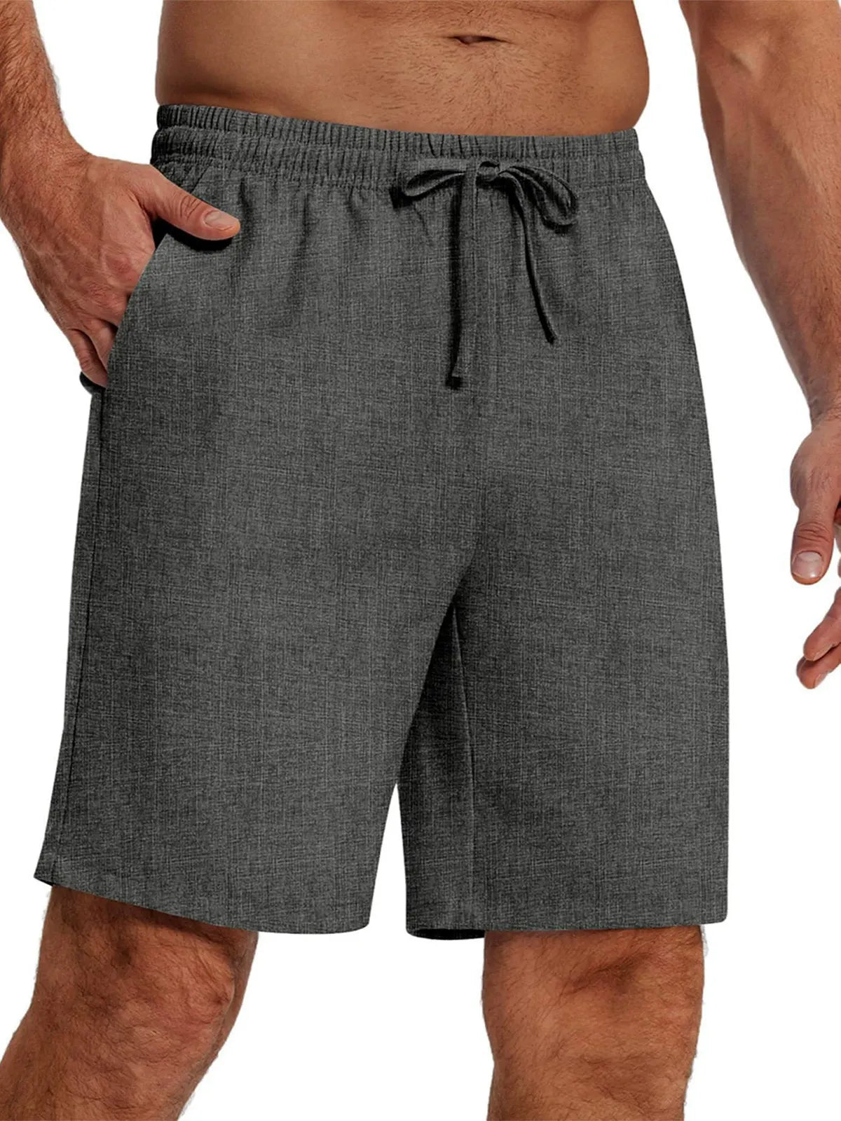 Men's Casual Solid Color Cotton And Linen Shorts